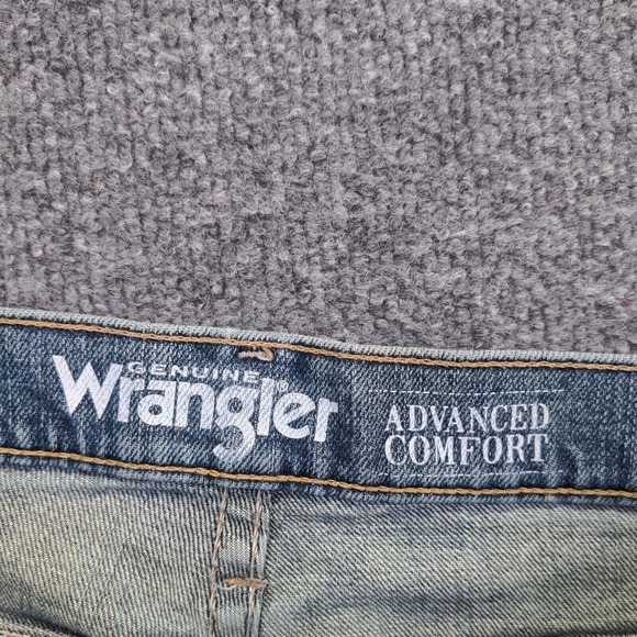 Wrangler Men's Advanced Comfort Jeans Blue 33x32 Distressed Pockets - Picture 11 of 14